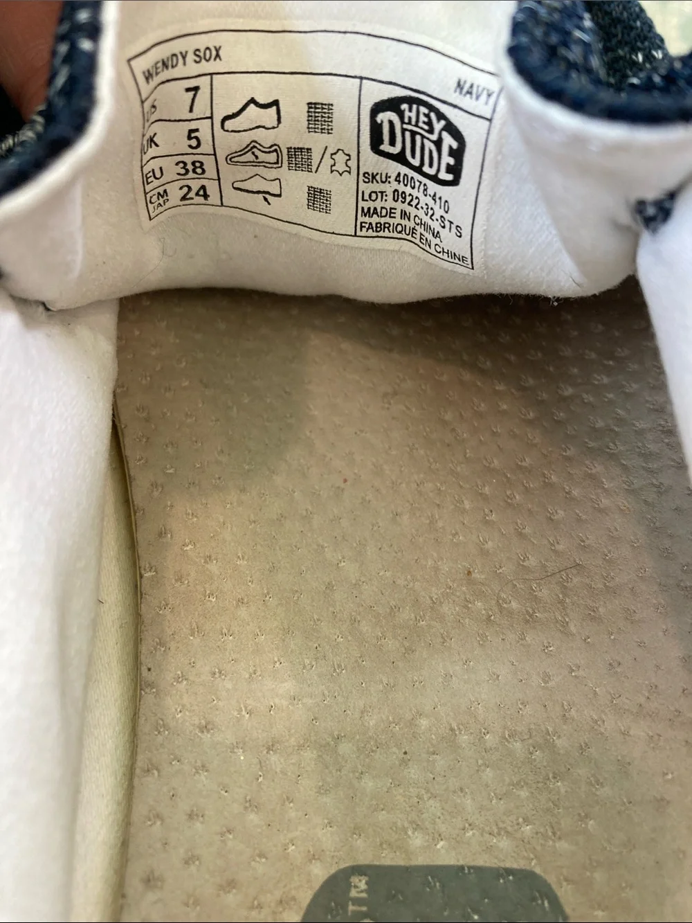 Hey Dude Wendy Sox Navy Slip On Shoes 7